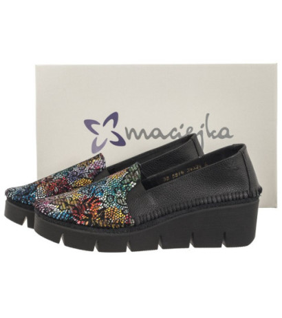 Maciejka Czarne + Kwiaty 5814A-20/00-1 (MA1009-c) batai