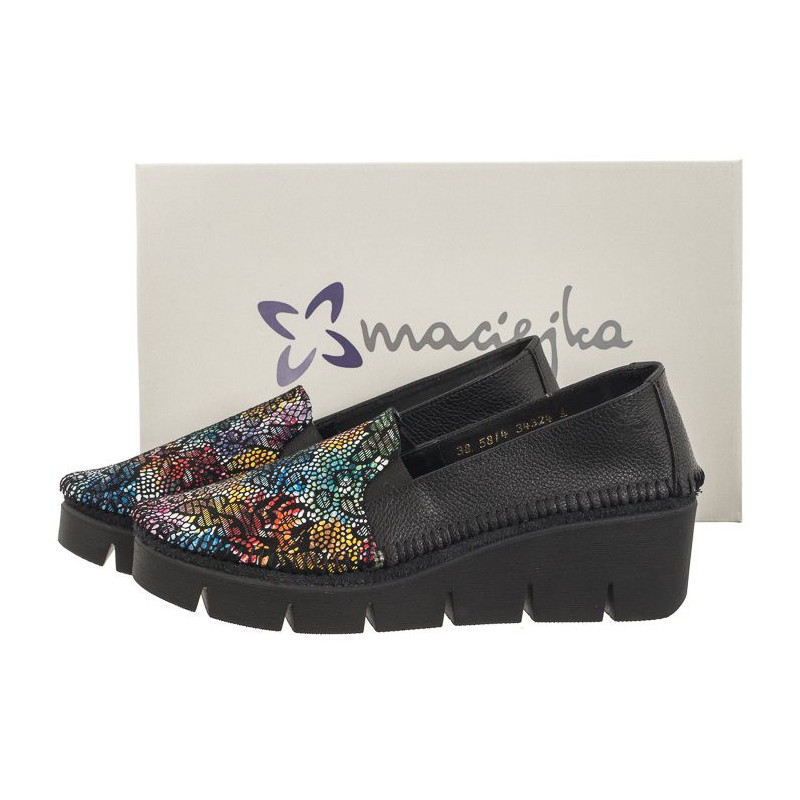 Maciejka Czarne + Kwiaty 5814A-20/00-1 (MA1009-c) batai