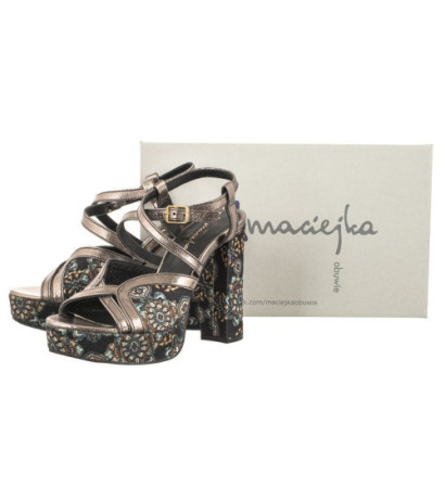 Maciejka Czarny/Kwiaty 06084-01/00-1 (MA1098-b) sandalai