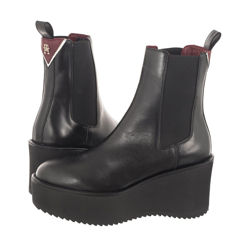 Tommy Hilfiger Elevated Wedge Bootie Black FW0FW07857 BDS (TH861-a) batai