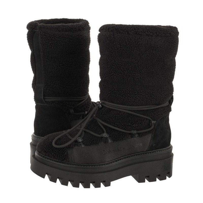 Calvin Klein Flatform Snow Boot Sherpa Wn Triple Black YW0YW01195 0GT (CK410-a) batai