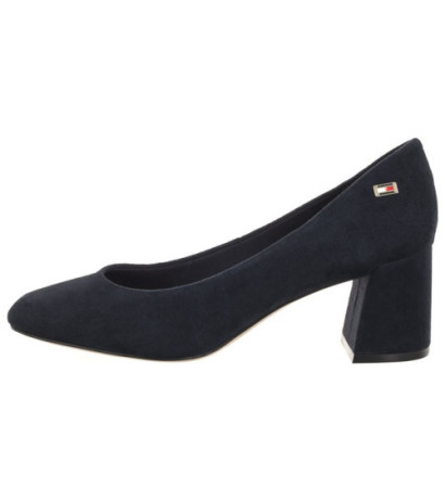 Tommy Hilfiger TH Suede Mid Heel Block Pump Space Blue FW0FW07717 DW6 (TH1027-a) bateliai