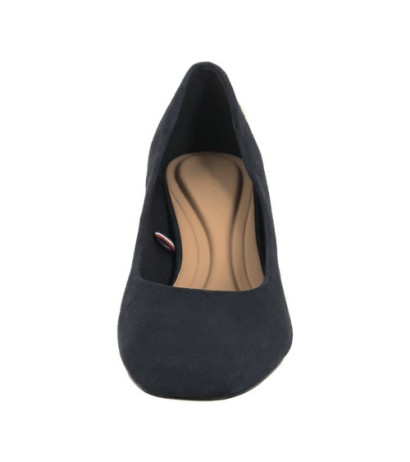 Tommy Hilfiger TH Suede Mid Heel Block Pump Space Blue FW0FW07717 DW6 (TH1027-a) bateliai
