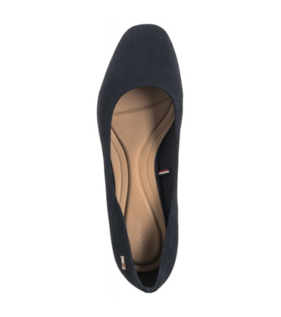 Tommy Hilfiger TH Suede Mid Heel Block Pump Space Blue FW0FW07717 DW6 (TH1027-a) bateliai