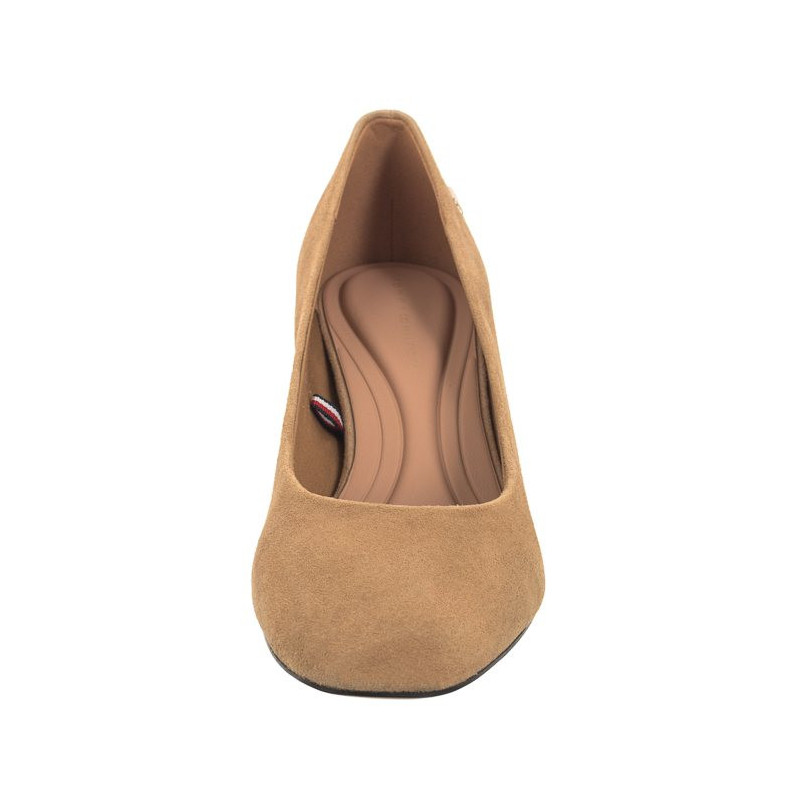 Tommy Hilfiger TH Suede Mid Heel Block Pump Classic Khaki FW0FW07717 RBL (TH1027-b) bateliai