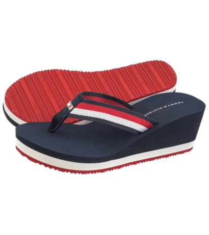 Tommy Hilfiger Corporate Wedge Beach Sandal Red/White/Blue FW0FW07987 0G0 (TH1080-a) batai