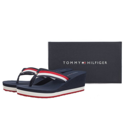 Tommy Hilfiger Corporate Wedge Beach Sandal Red/White/Blue FW0FW07987 0G0 (TH1080-a) batai