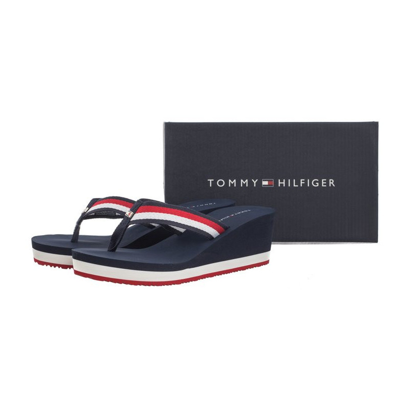 Tommy Hilfiger Corporate Wedge Beach Sandal Red/White/Blue FW0FW07987 0G0 (TH1080-a) batai