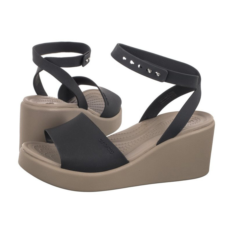 Crocs Brooklyn Ankle Strap Wedge Black/Mushroom 209406-07H (CR303-a)