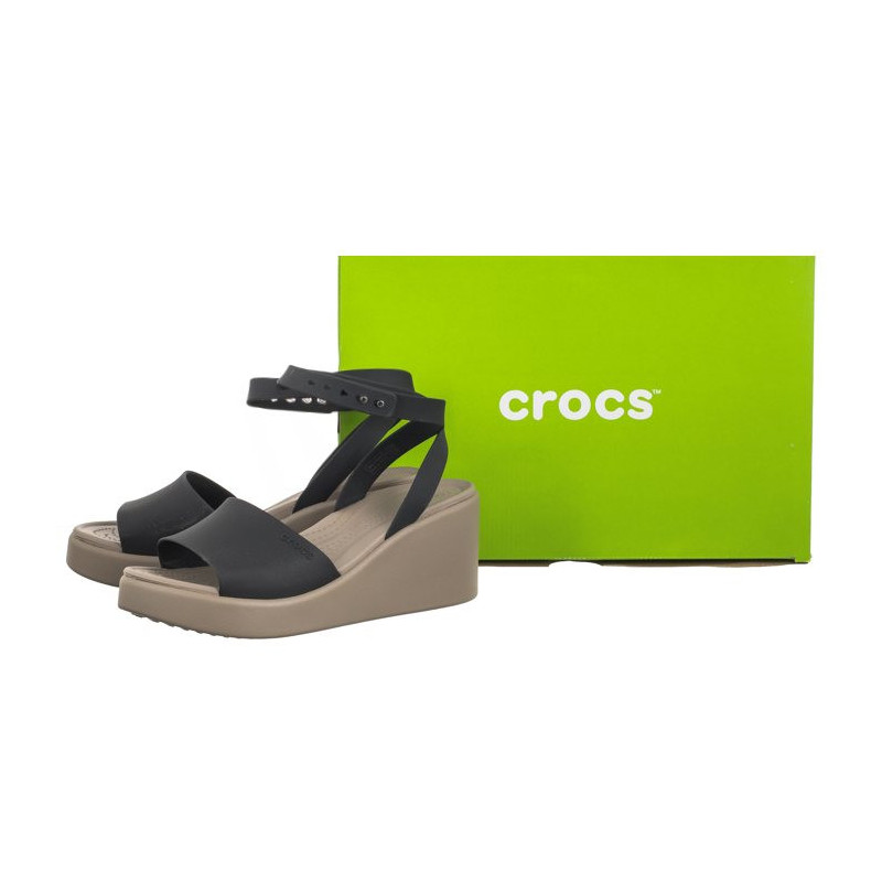 Crocs Brooklyn Ankle Strap Wedge Black/Mushroom 209406-07H (CR303-a)