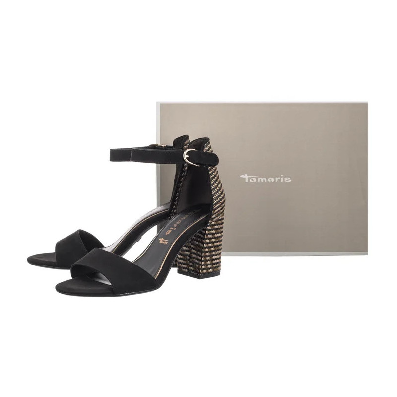 Tamaris Czarne 1-28356-42 0C8 Black Comb (TM482-c) sandalai
