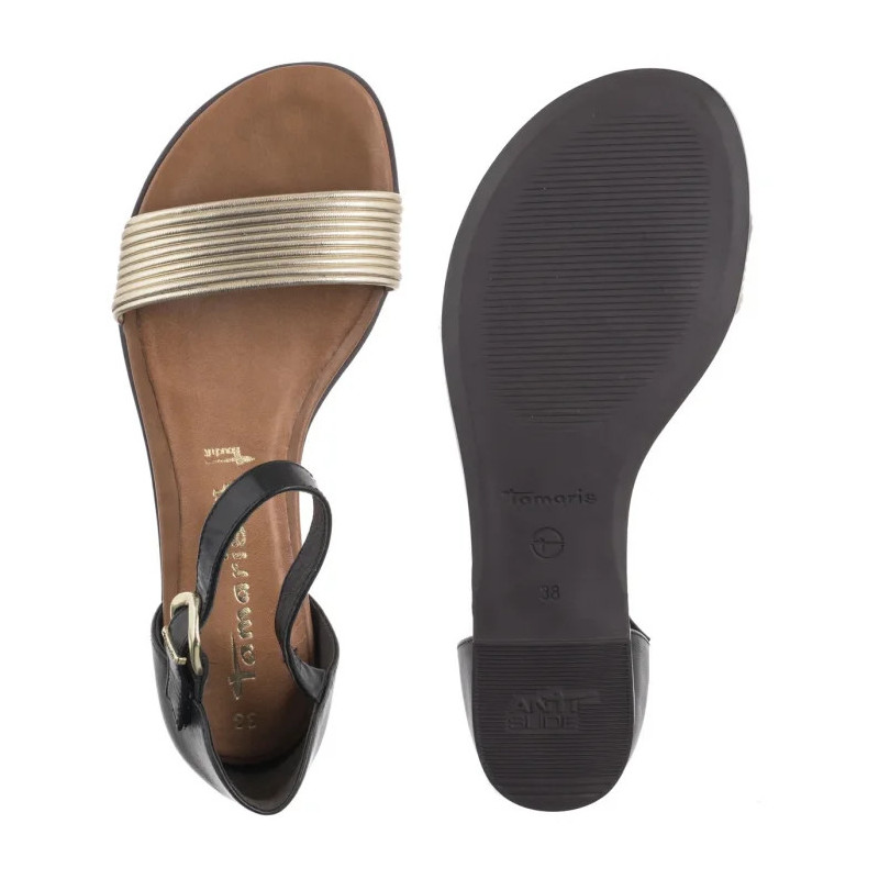 Tamaris Czarne/Złote 1-28110-42 098 Black Comb (TM488-b) sandalai