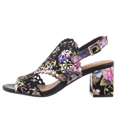 Maciejka Czarne+Kwiaty N6518-01/00-1 (MA1207-b) sandalai