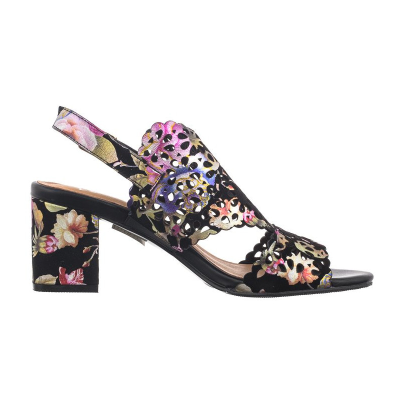 Maciejka Czarne+Kwiaty N6518-01/00-1 (MA1207-b) sandalai