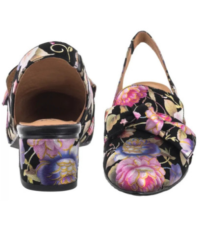 Maciejka Czarne w Kwiaty N6539-43/00-1 (MA1206-d) sandalai