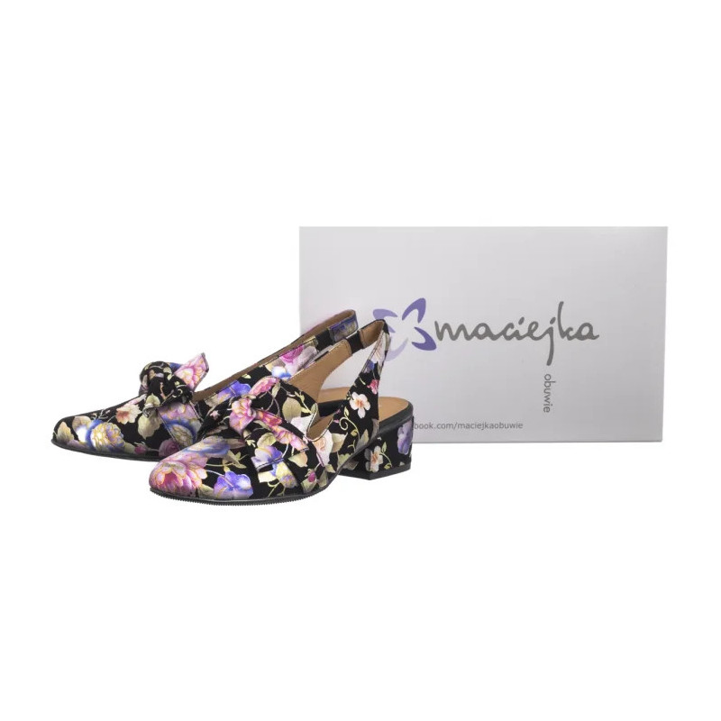 Maciejka Czarne w Kwiaty N6539-43/00-1 (MA1206-d) sandalai