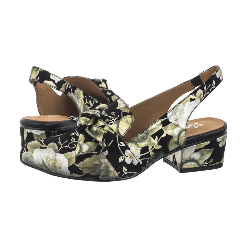 Maciejka Czarne w Kwiaty Złote N6539-44/00-1 (MA1206-e) sandalai