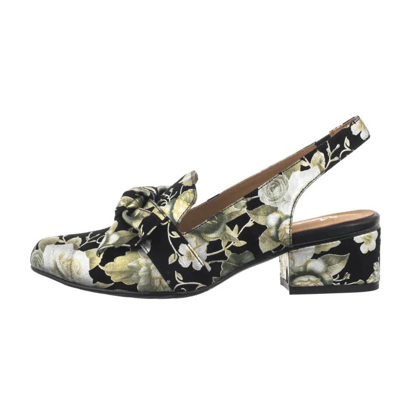 Maciejka Czarne w Kwiaty Złote N6539-44/00-1 (MA1206-e) sandalai