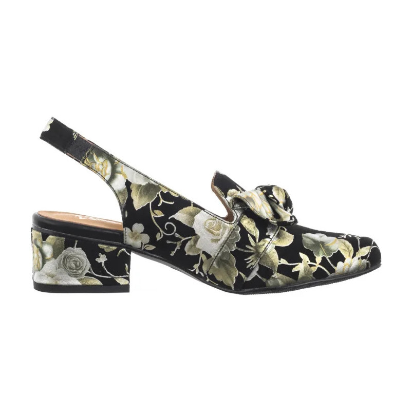 Maciejka Czarne w Kwiaty Złote N6539-44/00-1 (MA1206-e) sandalai