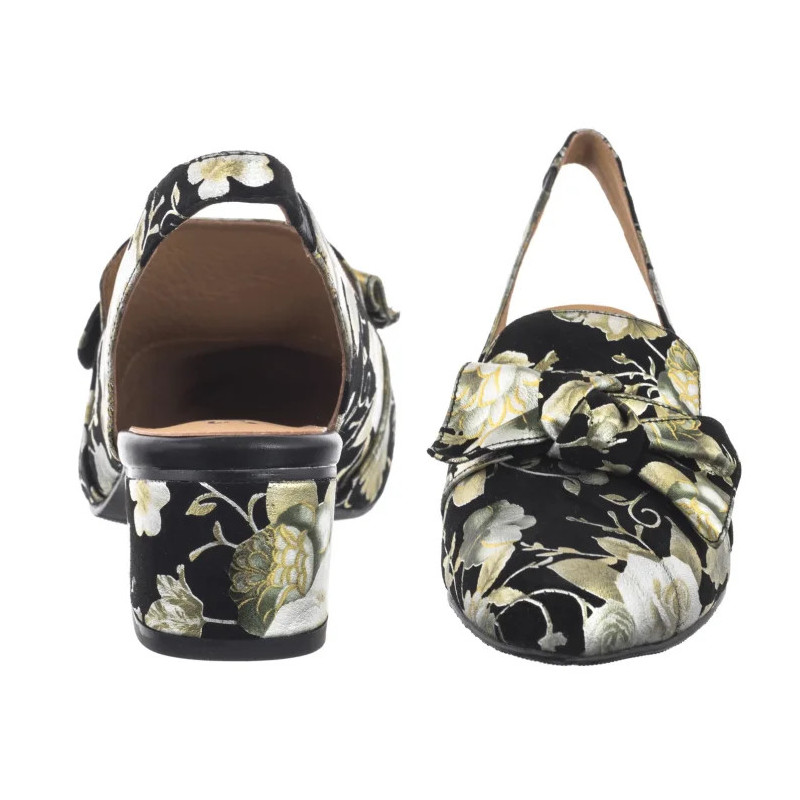 Maciejka Czarne w Kwiaty Złote N6539-44/00-1 (MA1206-e) sandalai