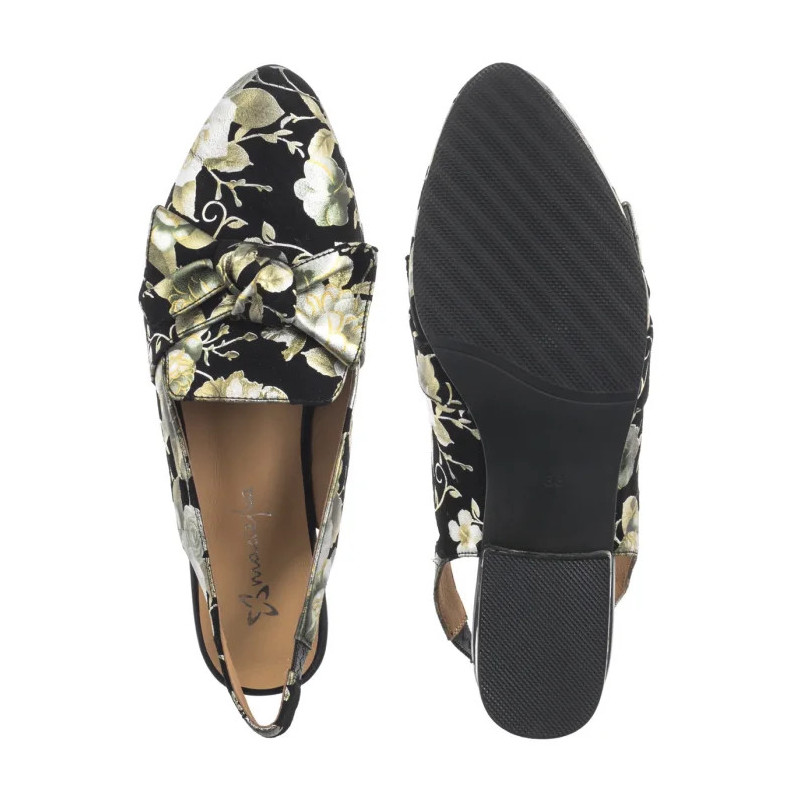 Maciejka Czarne w Kwiaty Złote N6539-44/00-1 (MA1206-e) sandalai