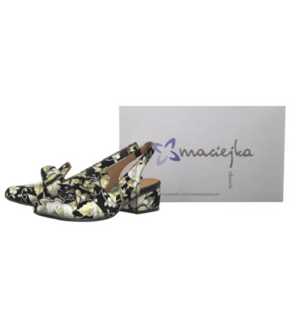 Maciejka Czarne w Kwiaty Złote N6539-44/00-1 (MA1206-e) sandalai