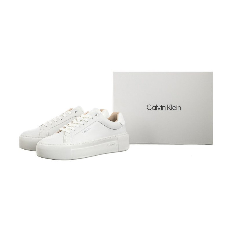 Calvin Klein Ff Cupsole LAce Up W/Ml Lth Triple White HW0HW02118 0K4 (CK510-a) batai