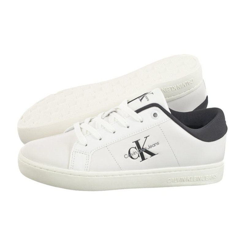 Calvin Klein Classic Cupsole Lowlaceup Lth Wn Bright White/Black YW0YW01444 0GM (CK511-a) batai