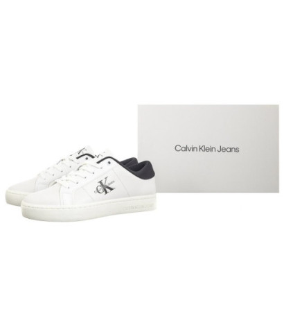 Calvin Klein Classic Cupsole Lowlaceup Lth Wn Bright White/Black YW0YW01444 0GM (CK511-a) batai
