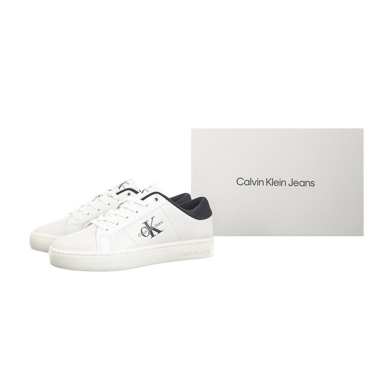 Calvin Klein Classic Cupsole Lowlaceup Lth Wn Bright White/Black YW0YW01444 0GM (CK511-a) batai