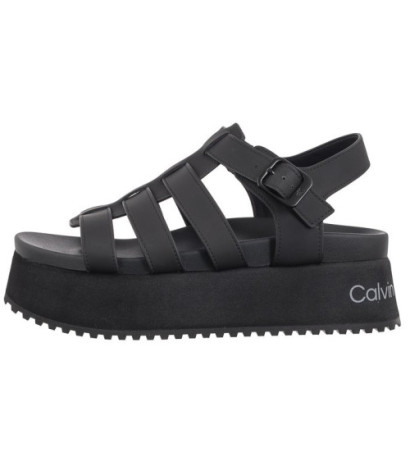 Calvin Klein Platform Buckle Rubber Mg Mtl Triple Black YW0YW01513 0GT (CK509-b) sandalai
