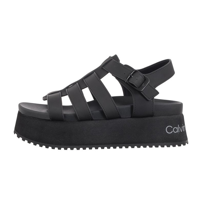 Calvin Klein Platform Buckle Rubber Mg Mtl Triple Black YW0YW01513 0GT (CK509-b) sandalai
