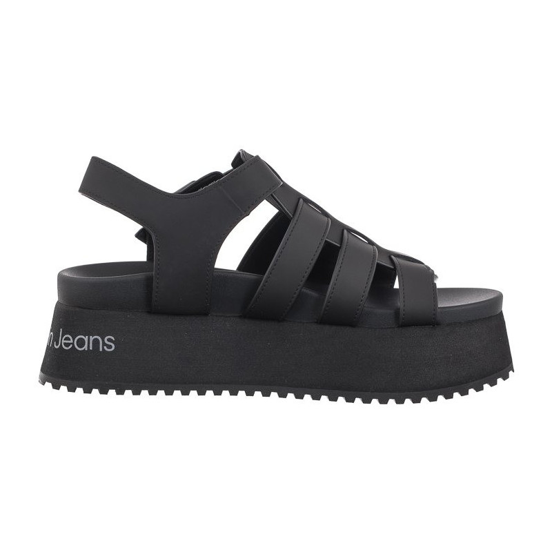 Calvin Klein Platform Buckle Rubber Mg Mtl Triple Black YW0YW01513 0GT (CK509-b) sandalai