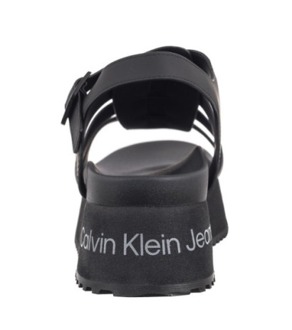 Calvin Klein Platform Buckle Rubber Mg Mtl Triple Black YW0YW01513 0GT (CK509-b) sandalai