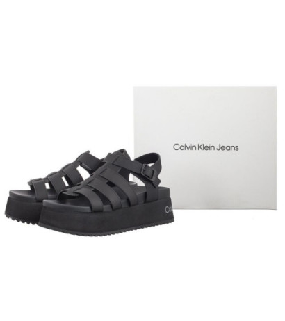 Calvin Klein Platform Buckle Rubber Mg Mtl Triple Black YW0YW01513 0GT (CK509-b) sandalai