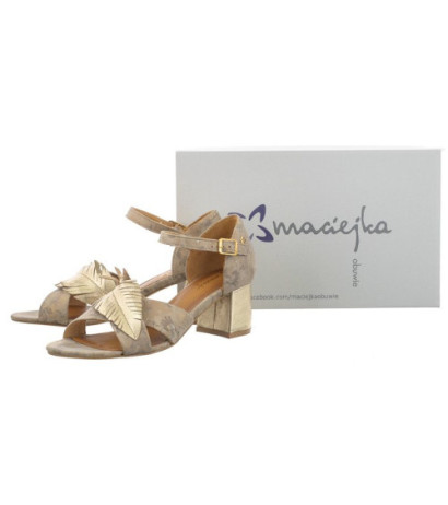 Maciejka Beżowe+Złote w Kwiaty 06549-04/00-5 (MA1246-a) sandalai