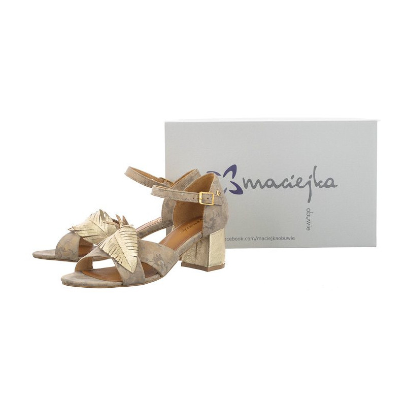 Maciejka Beżowe+Złote w Kwiaty 06549-04/00-5 (MA1246-a) sandalai