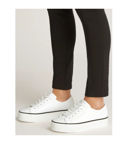 Calvin Klein Bold Vulc Flatf Low Lth In Bright White/Black YW0YW01633 01W (CK604-a) bateliai