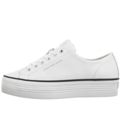 Calvin Klein Bold Vulc Flatf Low Lth In Bright White/Black YW0YW01633 01W (CK604-a) bateliai
