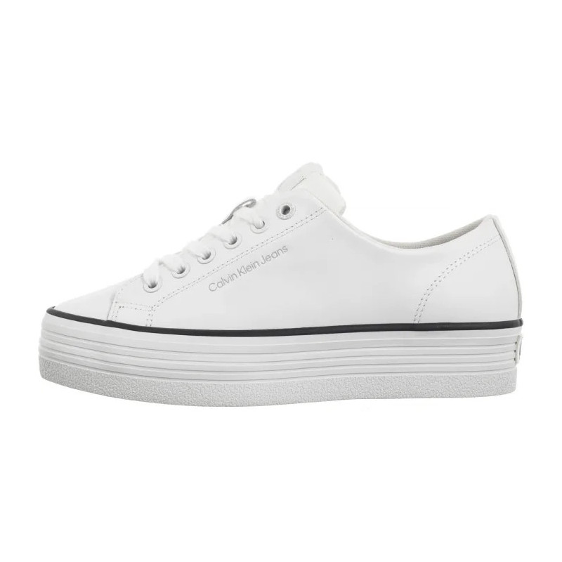 Calvin Klein Bold Vulc Flatf Low Lth In Bright White/Black YW0YW01633 01W (CK604-a) bateliai