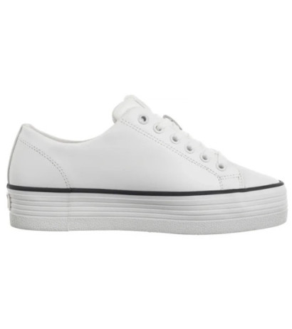 Calvin Klein Bold Vulc Flatf Low Lth In Bright White/Black YW0YW01633 01W (CK604-a) bateliai
