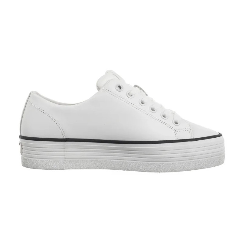Calvin Klein Bold Vulc Flatf Low Lth In Bright White/Black YW0YW01633 01W (CK604-a) bateliai