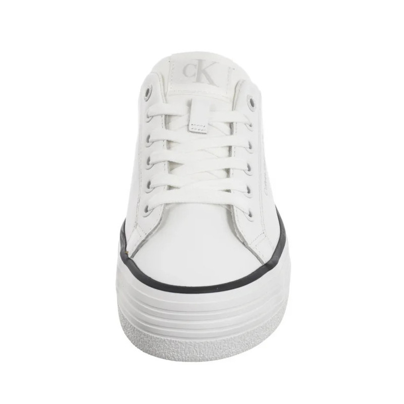 Calvin Klein Bold Vulc Flatf Low Lth In Bright White/Black YW0YW01633 01W (CK604-a) bateliai
