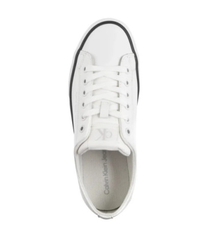 Calvin Klein Bold Vulc Flatf Low Lth In Bright White/Black YW0YW01633 01W (CK604-a) bateliai