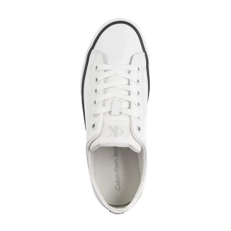 Calvin Klein Bold Vulc Flatf Low Lth In Bright White/Black YW0YW01633 01W (CK604-a) bateliai