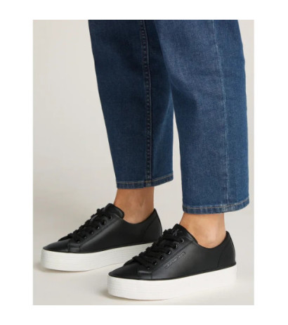 Calvin Klein Bold Vulc Flatf Low Lth In Black/Bright White YW0YW01633 0GM (CK604-b) bateliai