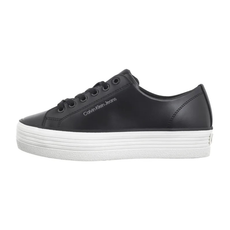 Calvin Klein Bold Vulc Flatf Low Lth In Black/Bright White YW0YW01633 0GM (CK604-b) bateliai