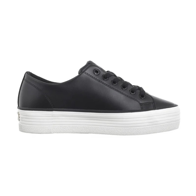 Calvin Klein Bold Vulc Flatf Low Lth In Black/Bright White YW0YW01633 0GM (CK604-b) bateliai