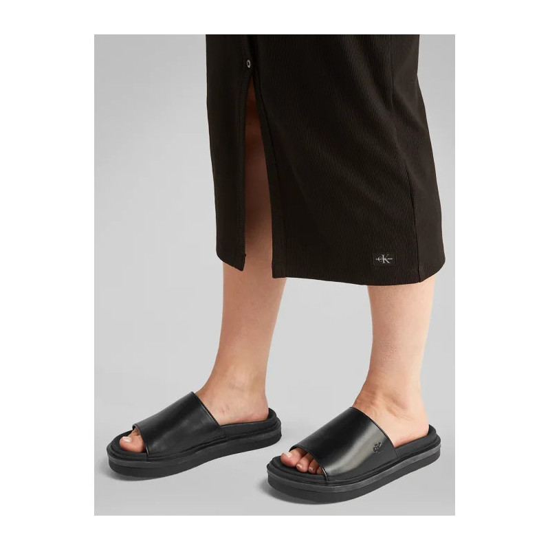 Calvin Klein Flat Molded Sandal Slide Triple Black YW0YW01710 0GJ (CK628-a) Moteriški batai/šlepetės