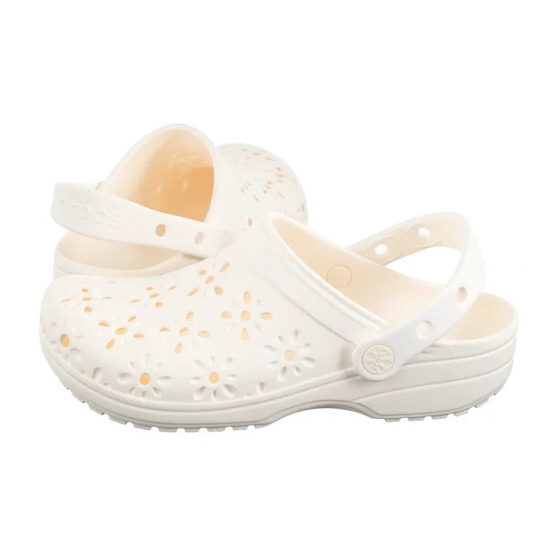 Crocs Classic Floral Cut Out Clog Chalk 210943-0WV (CR345-a) Moteriški batai/šlepetės